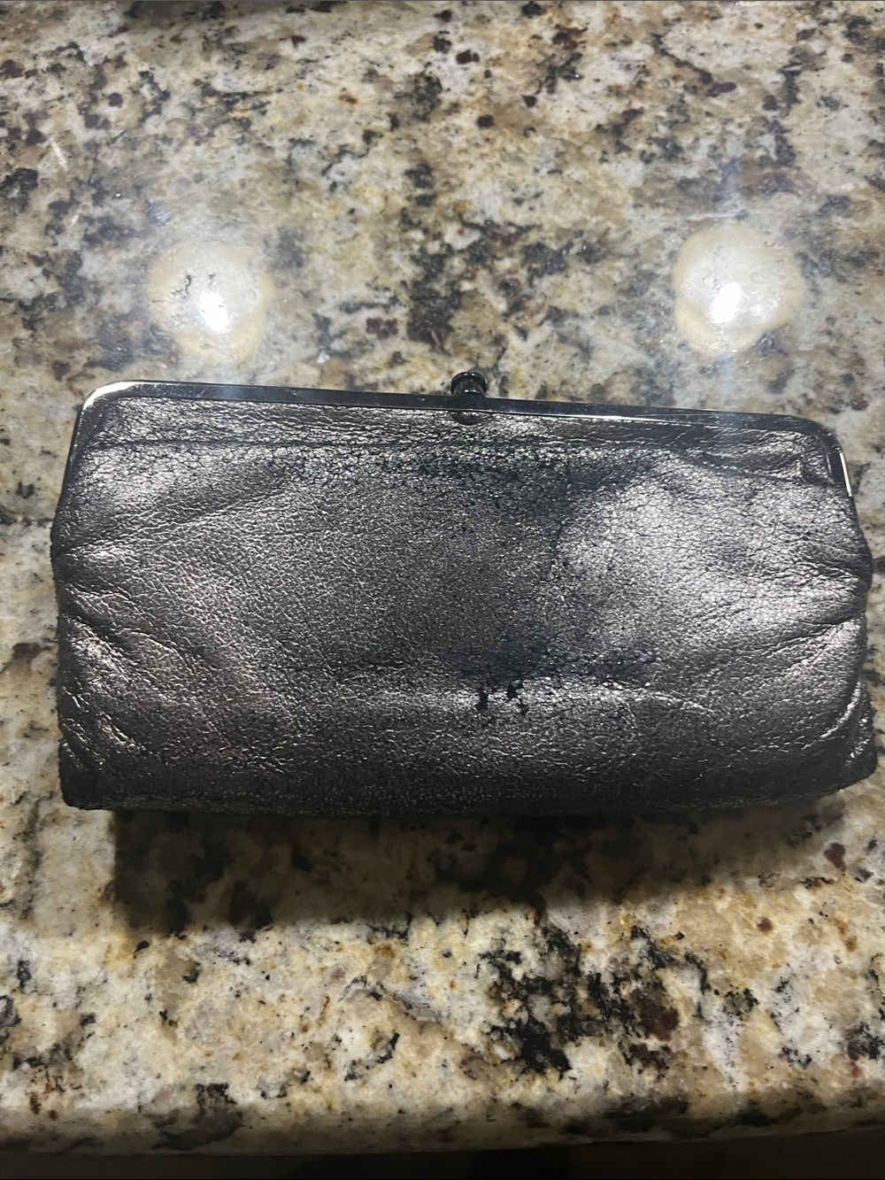 HOBO Black Leather Kiss-Lock Wallet